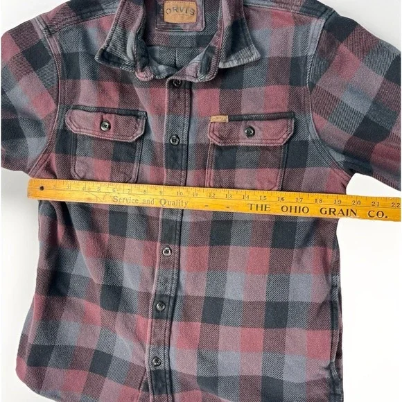 Orvis Big Bear Heavyweight Flannel Long Sleeve Shirt Plaid Mens Size Medium - Picture 3 of 9